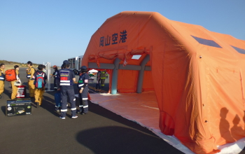 岡山空港航空機事故総合訓練の様子 岡山空港航空機事故総合訓練の様子